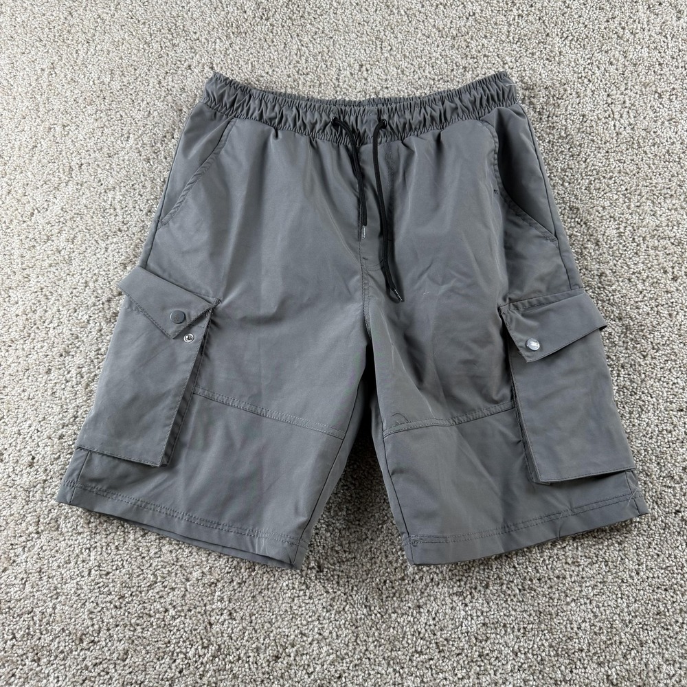 Southpole Cargo Shorts Mens M Gray Microfiber Elastic Waist Pockets Summer